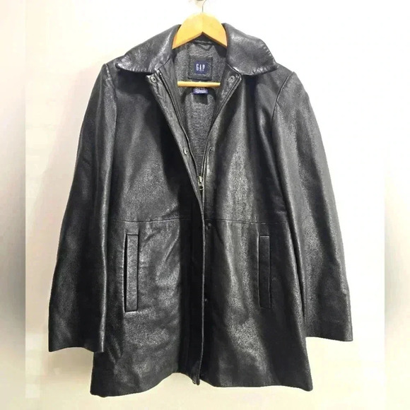 ジャケット・アウター vintage GAP leather jacket Vintage Gap Motorcycle Jacket Black Genuine Leather Women S